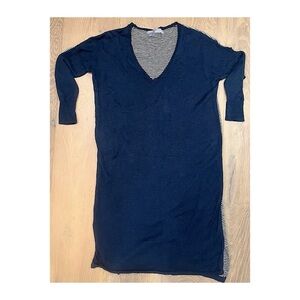 360 Sweater | Navy (with white striped back) Long Sleeve V-Neck Dress